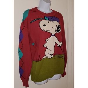 Knitted Snoopy Golfing sweater